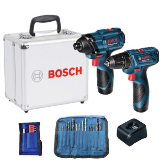 Kit Parafusadeira Furadeira 2 Baterias Lítio 12V 2AH GSR120 GDR120 Bosch