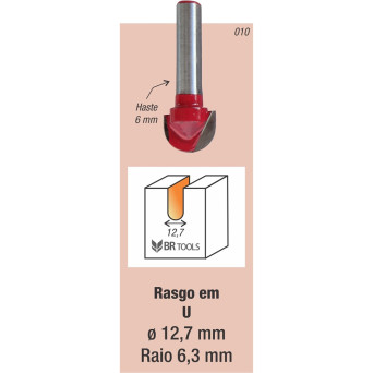 Fresa Tupia Borda Meia Cana 12.7mm Haste 6mm