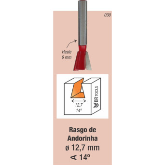 Fresa Tupia Encaixe Rabo De Andorinha 12,7mm