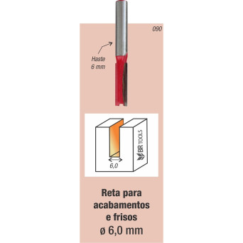 Fresa Tupia Paralela 6mm Haste 6mm