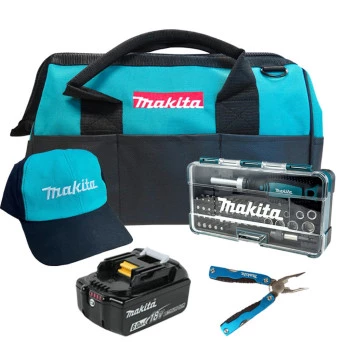 Kit Energia Jogo Bits Multi Canivete  Bolsa e Bateria 18v 6Ah LXT Makita 