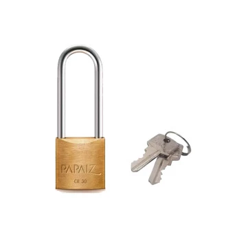 Cadeado Cr 35/50mm Haste Longa Latão Maciço C/ 2 Chaves Papaiz