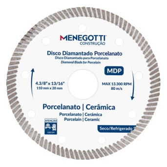Disco Diamantado Porcelanato 4.3/8 Pol (110mm) MDP Menegotti