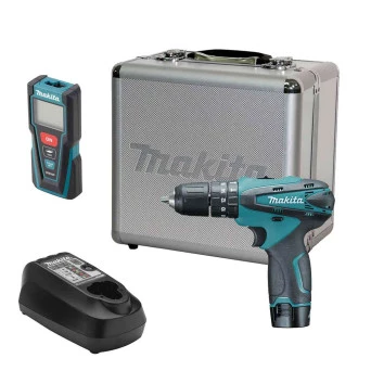 Kit Parafusadeira Furadeira de Impacto e Trena Laser 30m Lítio 1,3AH Bivolt 12V DK0070 Makita
