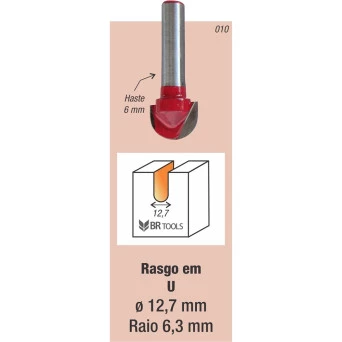 Fresa Tupia Borda Meia Cana 12.7mm Haste 6mm