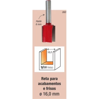 Fresa Tupia Paralela 16mm Haste 6mm