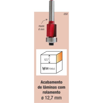 Fresa Tupia Paralela Rolamentada 12.7mm Haste 6mm