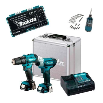Kit de Parafusadeira e Furadeira de Impacto 2 Bat 2Ah Com Acess Bivolt 12V CLX228SAXP Makita