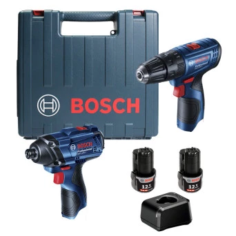 Kit Parafusadeira e Furadeira 2 Bateria Lítio 2AH Bivolt 12V GSB120LI GDR120LI Bosch