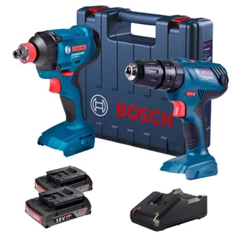 Kit Parafusadeira e Furadeira 2 Baterias 18V Lítio 2AH GSB180 + GDX180 Bosch