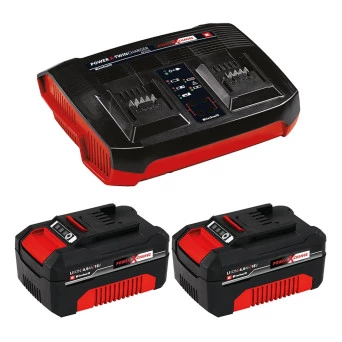 Kit Carregador Rápido PXC Duplo + 2 Baterias 4,0Ah Twincharger Bivolt 18V Einhell