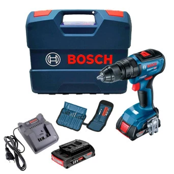 Parafusadeira Furadeira de Impacto Brushless 18V 2 Bateria 2AH Bivolt GSB18V5023AC Heavy Duty Bosch