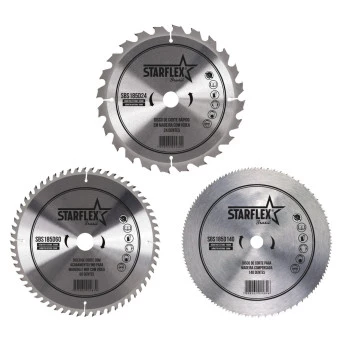 Kit 3 Discos Serra Circular Mdf, Compensado e Uso Geral Starflex