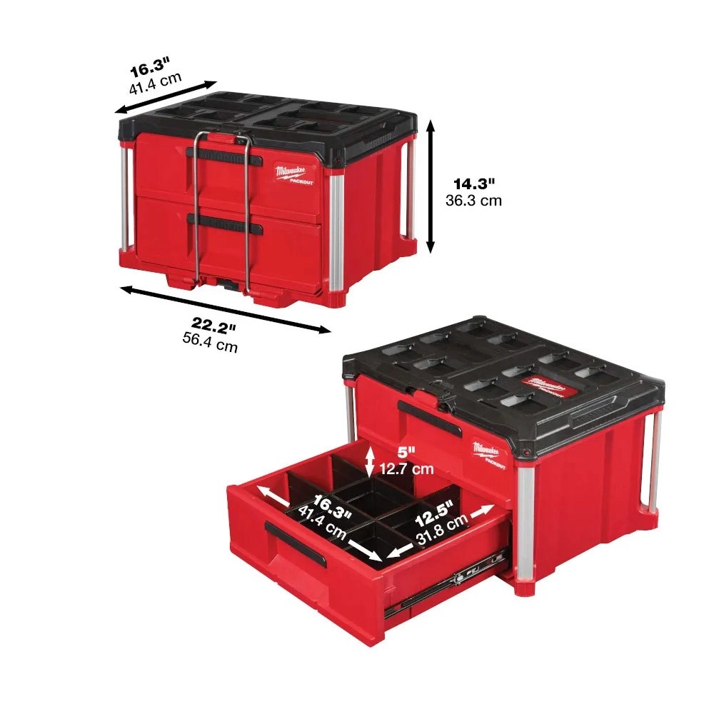 Maleta Caixa Modular 2 Gavetas 56,4x41,4x36,3cm Packout 48228442 Milwaukee