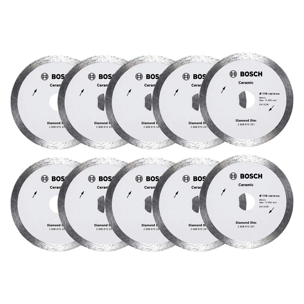 Kit 10 Disco Diamantado Ceramic Liso 110mm Bosch