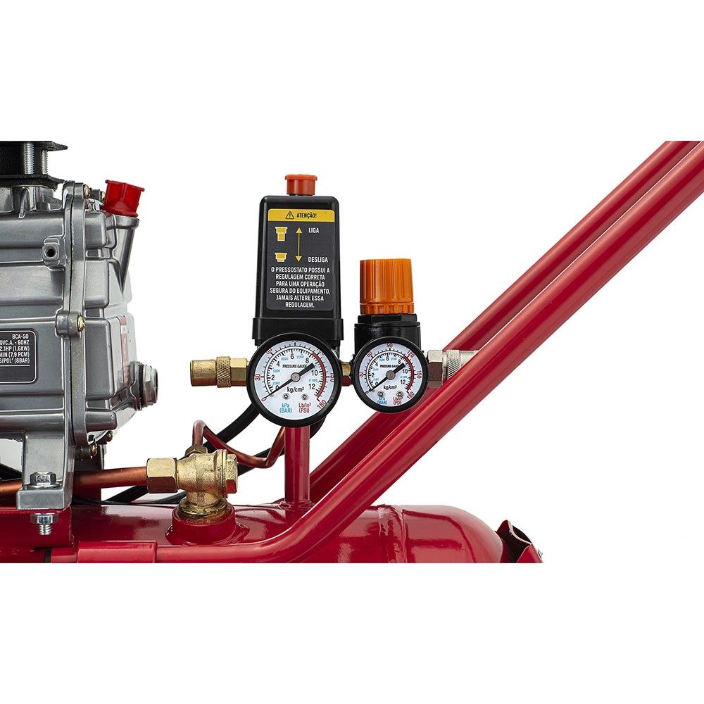 Compressor de Ar 2,2CV Monof 8 Pés 50 litros 115PSI BCA-50 Branco 