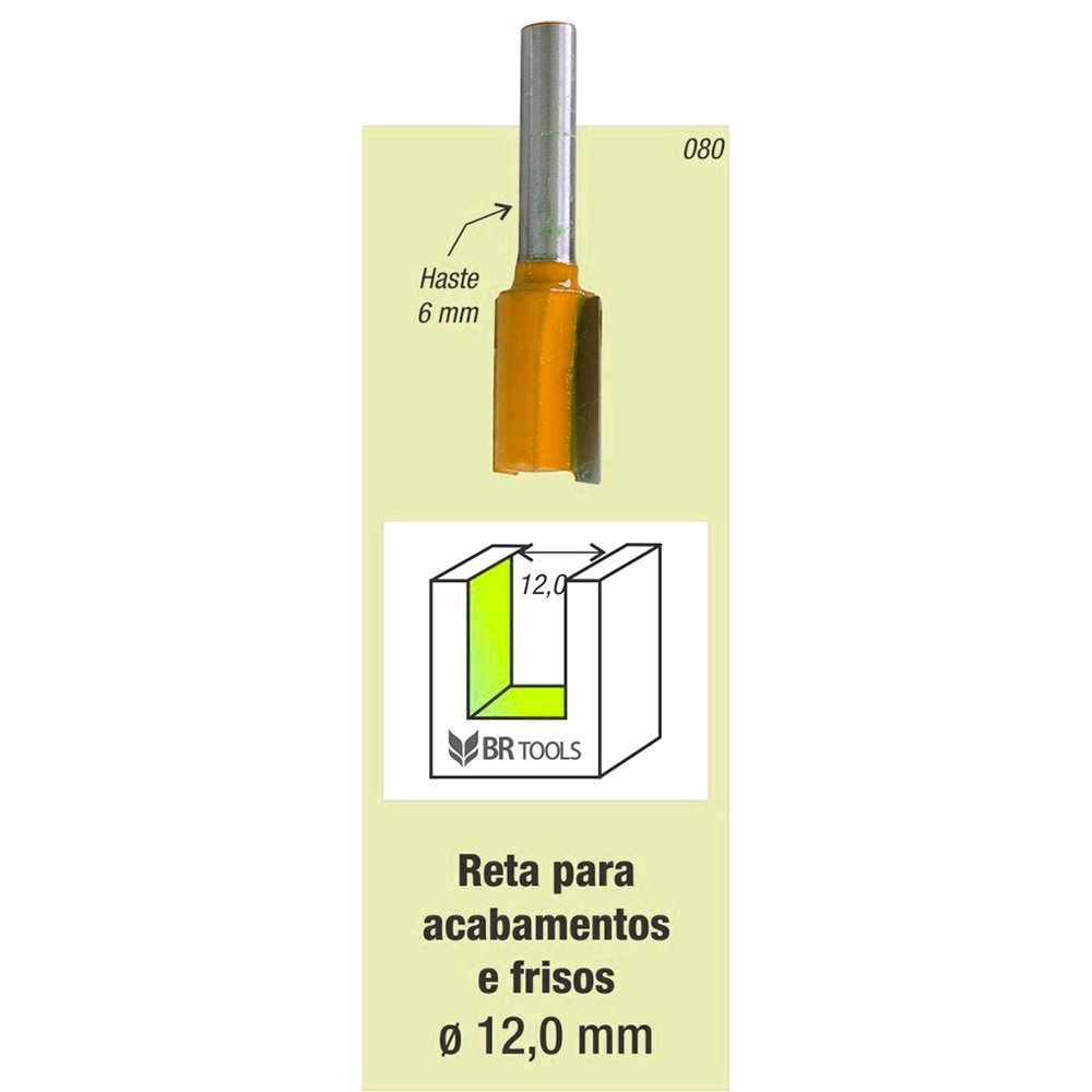 Fresa Tupia Paralela 12mm Haste 6mm