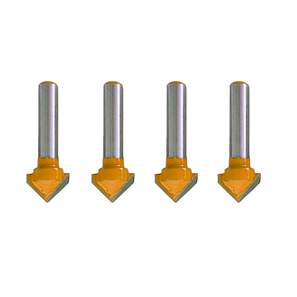 Kit 4 Fresa Tupia Ranhura Tipo V 90 Graus Haste 6mm Kit 4 Fresa Tupia Ranhura Tipo V 90 Graus Haste 6mm