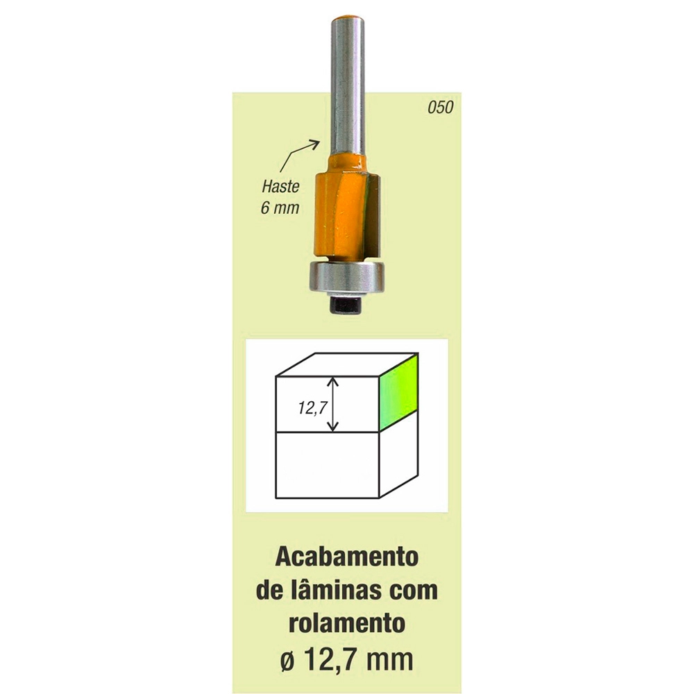 Kit 4 Fresa Tupia Paralela Rolamentada 12,7mm Haste 6mm