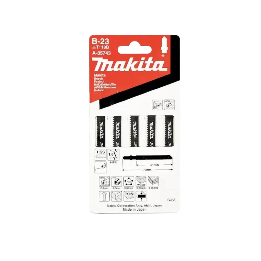Kit Laminas Tico Tico Metal 5un A85743 B23 Makita