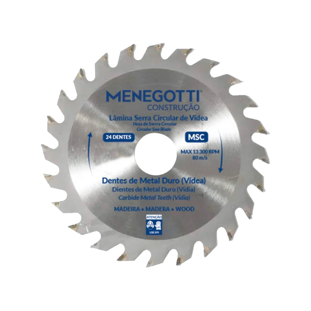 Disco Serra Circular Vídea 7 Pol (180mm) 24 Dentes MSC Menegotti Disco Serra Circular Vídea 7 Pol (180mm) 24 Dentes MSC Menegotti