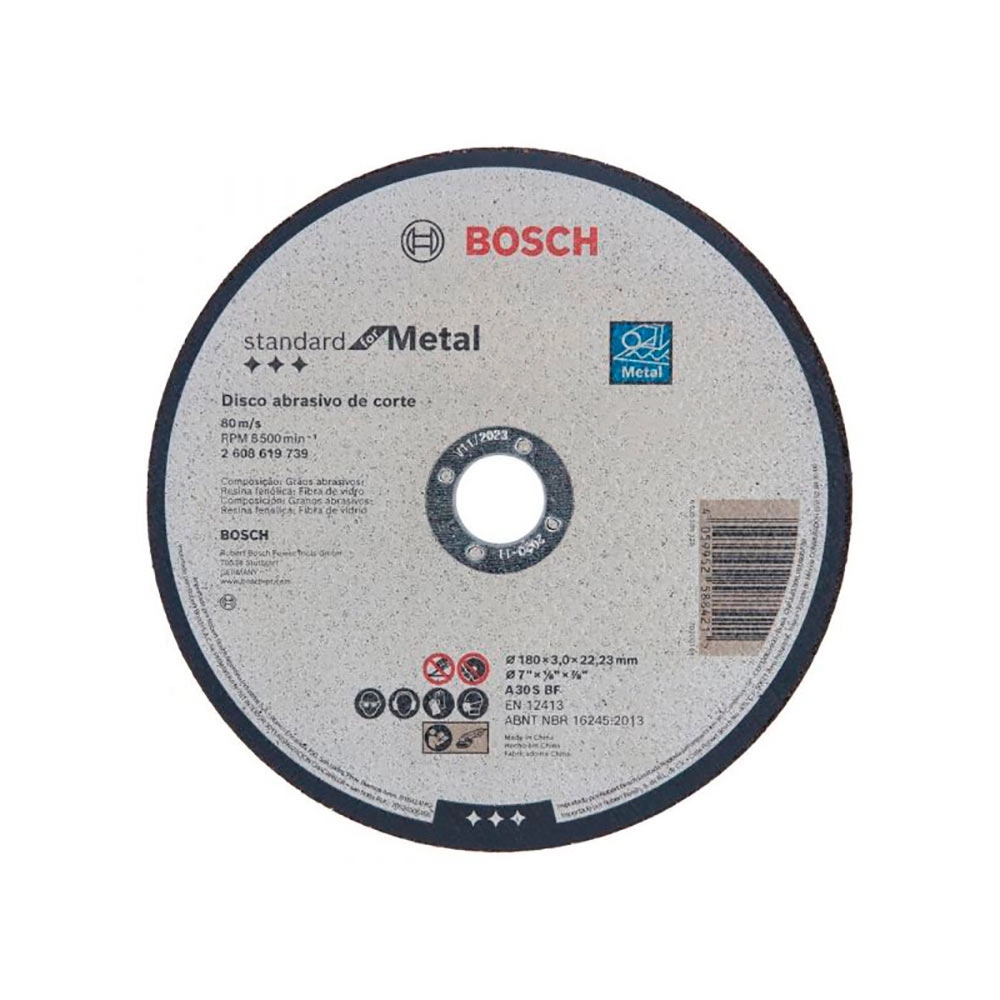 Kit 40 Discos de corte A 30 S BF para metal e inox 180x3mm Bosch