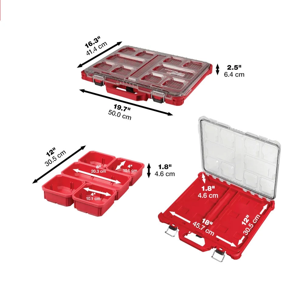 Maleta Modular Organizadora Slim 50x41,4x6,4cm Packout 48228431 Milwaukee