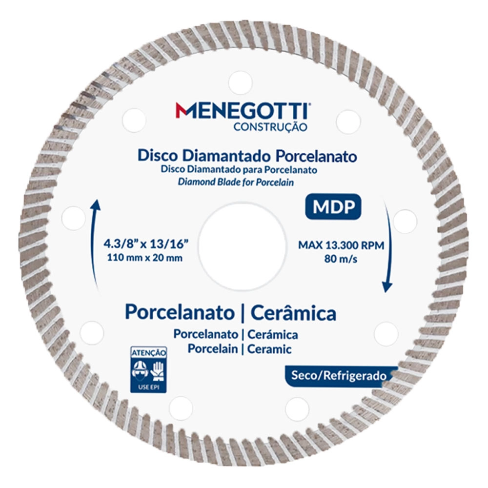 Disco Diamantado Porcelanato 4.3/8 Pol (110mm) MDP Menegotti Disco Diamantado Porcelanato 4.3/8 Pol (110mm) MDP Menegotti
