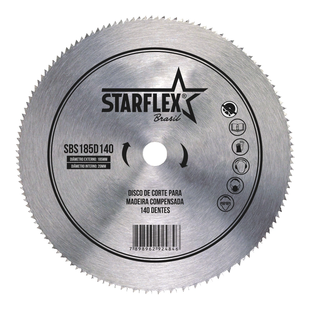 Disco Serra Circular 7.1/4 (185mm) Compensado 140 Dentes SBS185D140 Starflex Disco Serra Circular 7.1/4 (185mm) Compensado 140 Dentes SBS185D140 Starflex