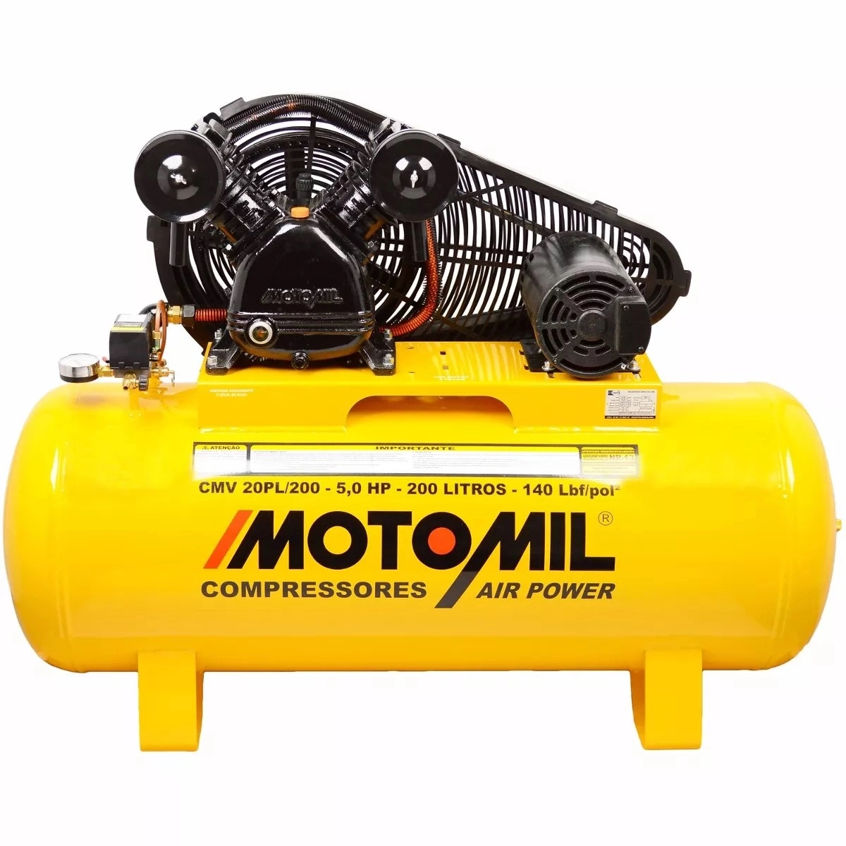 Compressor de Ar 5HP 140PSI CMV-20PL/200 Motomil Compressor de Ar 5HP 140PSI CMV-20PL/200 Motomil