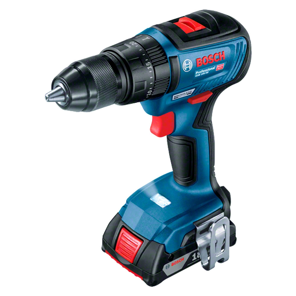 Parafusadeira Furadeira de Impacto Brushless 18V 2 Bateria 2AH Bivolt GSB18V5023AC Heavy Duty Bosch