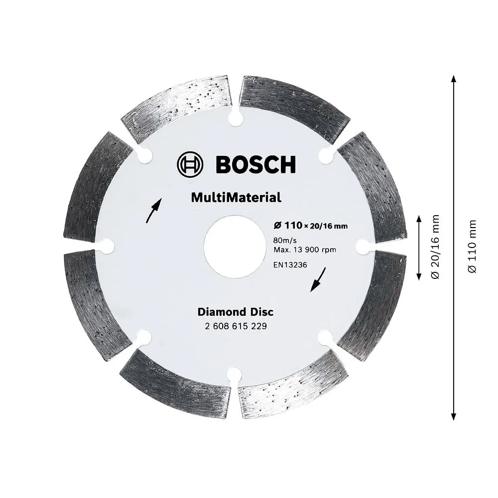Kit 10 Disco Diamantado MultiMaterial Segmentado 110mm Bosch