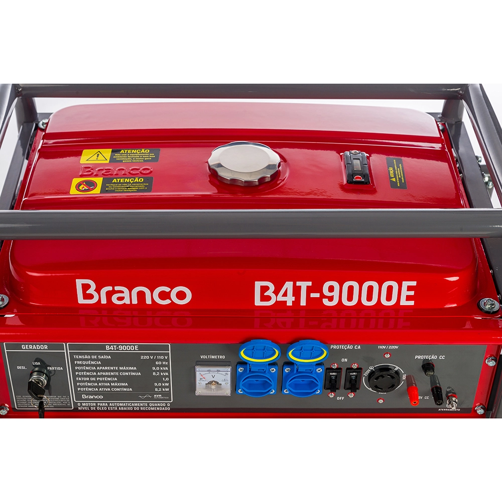 Gerador de Energia Á Gasolina Partida Elétrica 16,5HP 9Kva B4T9000E Branco