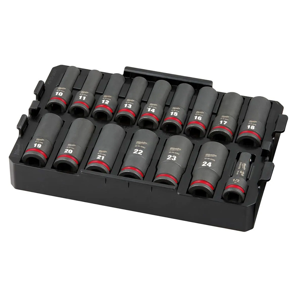 Jogo Soquete Impacto Longo 1/2 Pol 10 a 24mm 16un Packout 49666818 Milwaukee Jogo Soquete Impacto Longo 1/2 Pol 10 a 24mm 16un Packout 49666818 Milwaukee