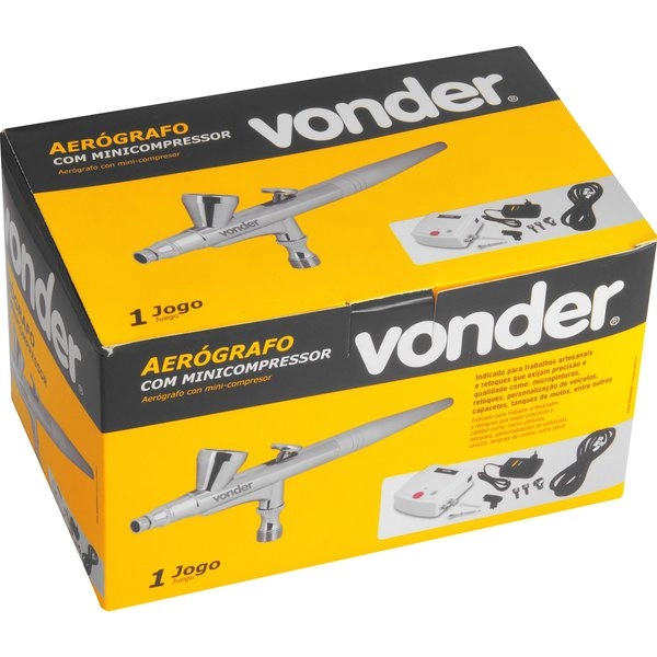 Aerógrafo com Minicompressor e Acessórios Bivolt Vonder