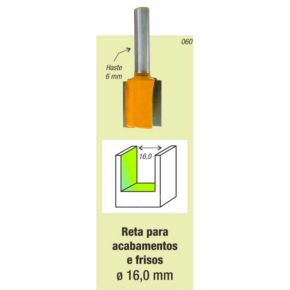 Kit 10 Fresa Tupia Paralela 16mm Haste 6mm