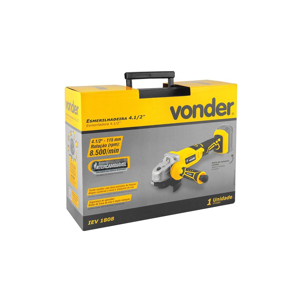 Esmerilhadeira 4.1/2" Com Bateria e Carregador 18V 4Ah IEV1808 Vonder