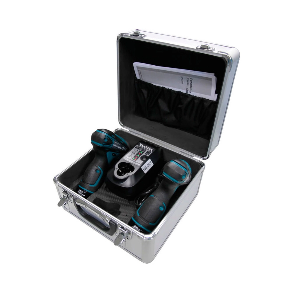 Kit de Parafusadeira e Furadeira Impacto 2 Bat Lítio 1,3AH Bivolt 12V DK1493 Makita