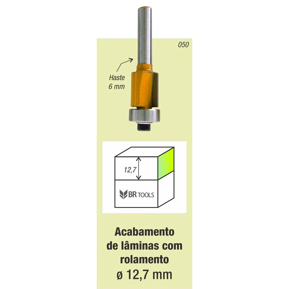 Fresa Tupia Paralela Rolamentada 12,7mm Haste 6mm Fresa Tupia Paralela Rolamentada 12,7mm Haste 6mm