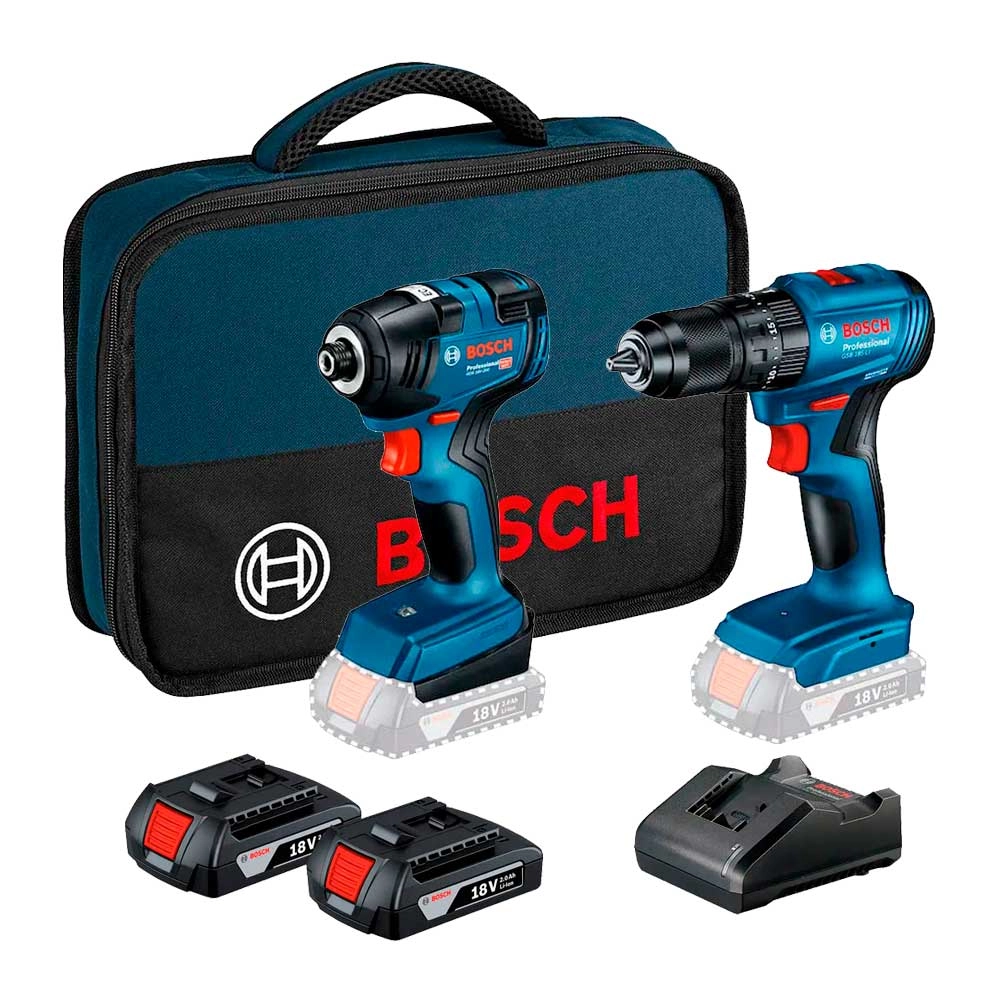 Kit Parafusadeira e Furadeira 2 Bat 2AH 18V Bivolt Com Bolsa GSB185-LI + GDR18V-200 Bosch