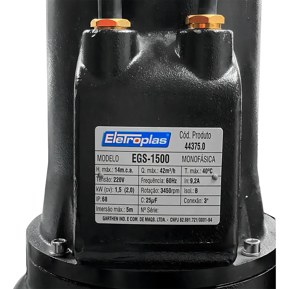 Motobomba Submersível Trituradora 2cv EGST1500 Eletroplas Motobomba Submersível Trituradora 2cv EGST1500 Eletroplas