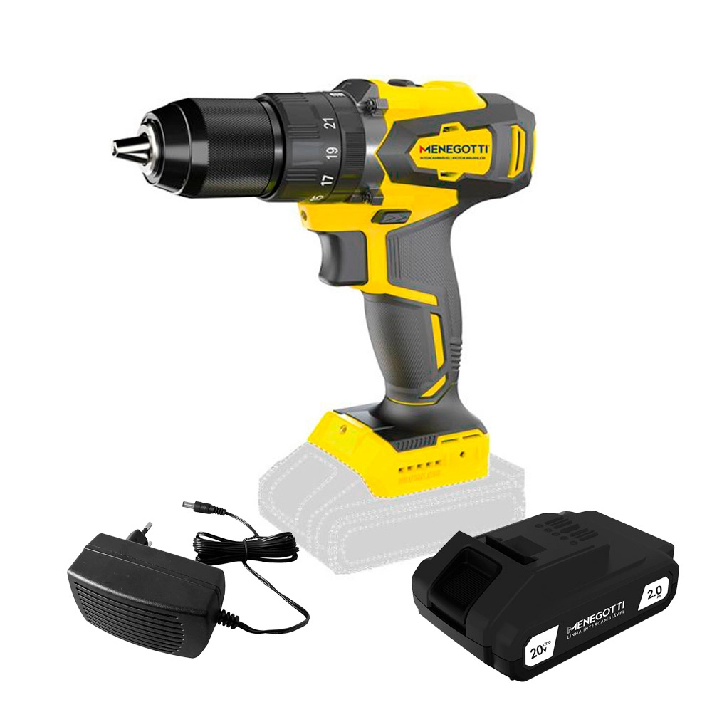 Parafusadeira Furadeira 1/2" 13mm 2Ah 20V Brushless MFI20 Menegotti Parafusadeira Furadeira 1/2" 13mm 2Ah 20V Brushless MFI20 Menegotti