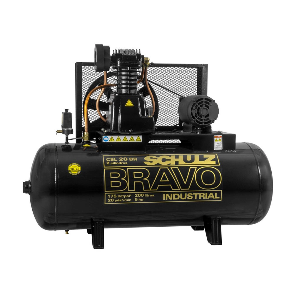 Compressor Ar 20 Pés 200 Litros Trifásico CSL20 Bravo Schulz