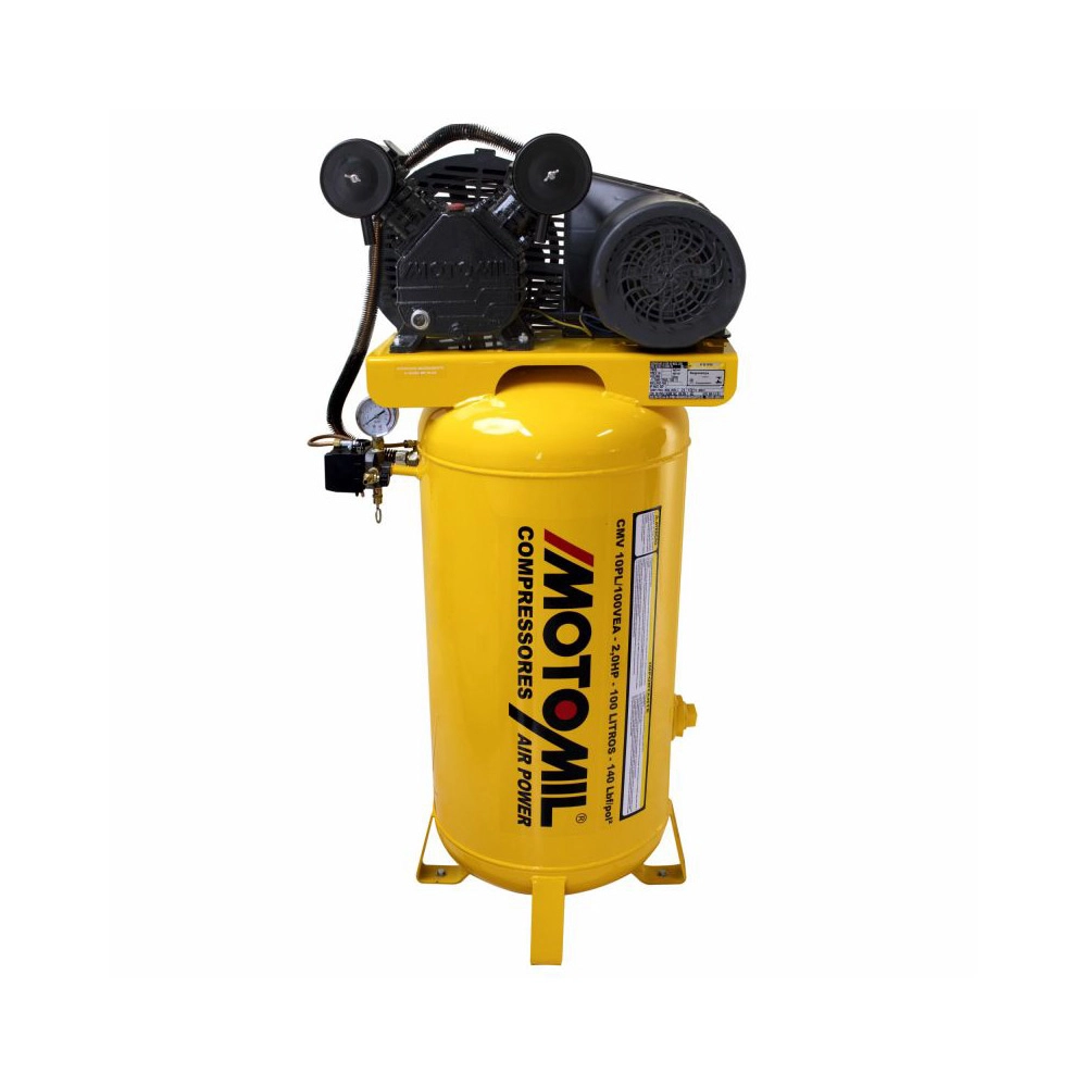 Compressor de Ar 2HP Monof Vertical 140PSI 10 Pés CMV-10PL/100VEA Motomil Compressor de Ar 2HP Monof Vertical 140PSI 10 Pés CMV-10PL/100VEA Motomil