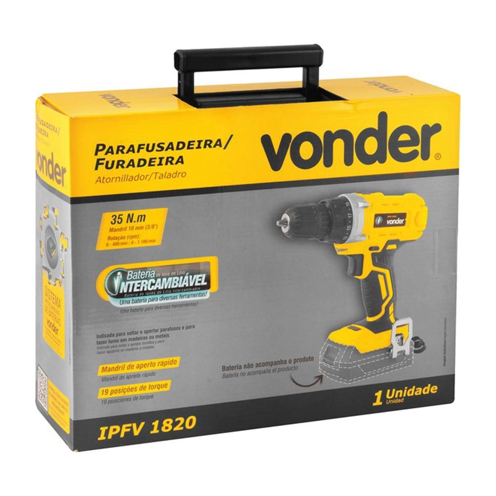 Parafusadeira Furadeira Sem Bateria 18v IPFV1820 Vonder