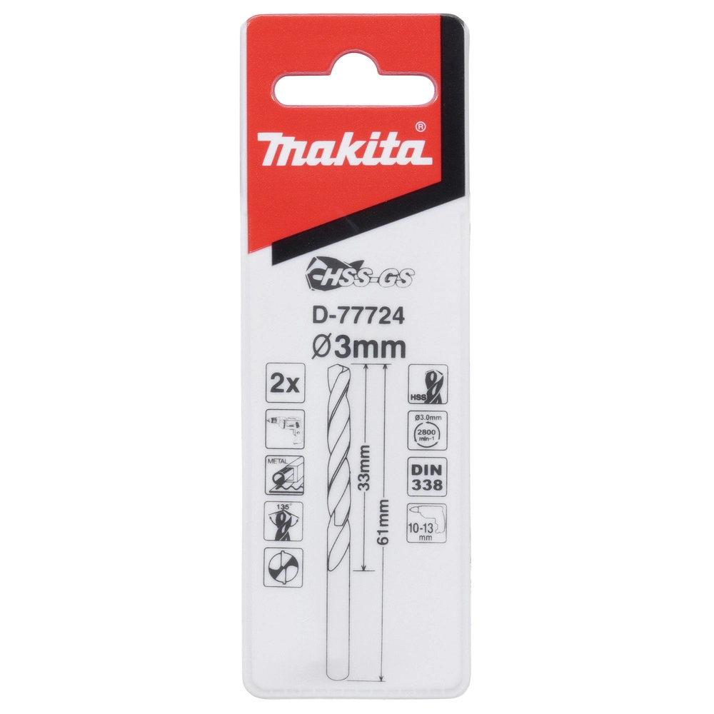 Kit 2 Brocas Aço Rápico 3X61mm D77724 Makita