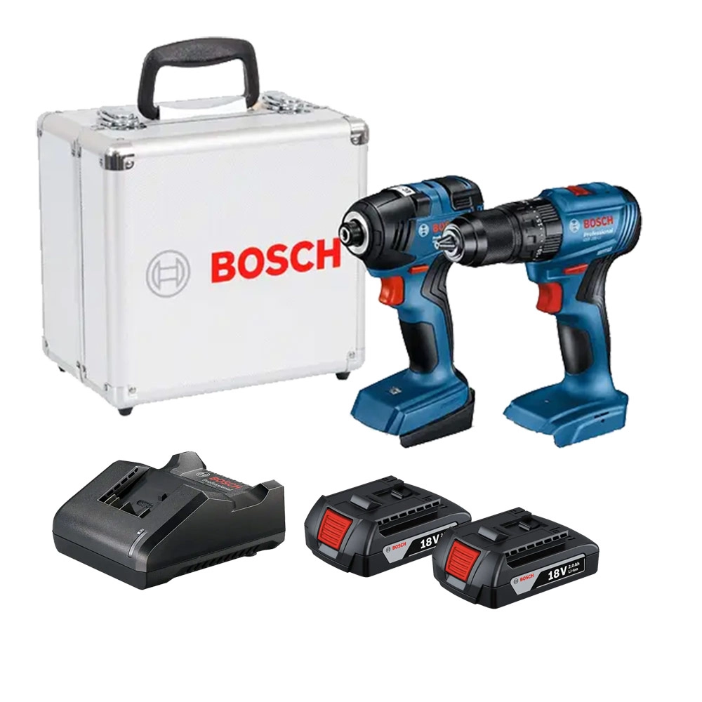 Kit Parafusadeira e Furadeira 2 Bat Lítio 2AH Bivolt 18V GSB185 + GDR18V-200 Bosch Kit Parafusadeira e Furadeira 2 Bat Lítio 2AH Bivolt 18V GSB185 + GDR18V-200 Bosch