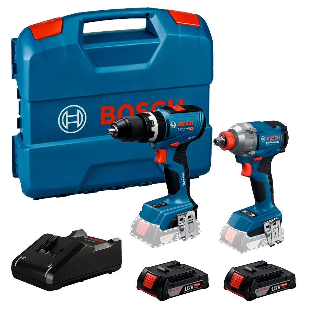 Kit Parafusadeira e Furadeira 2 Bat 2Ah 18V Bivolt Com Maleta GSB18V65 + GDX18V285 Bosch
