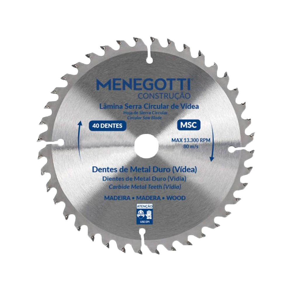 Disco Serra Circular Vídea 7 Pol (180mm) 40 Dentes MSC Menegotti
