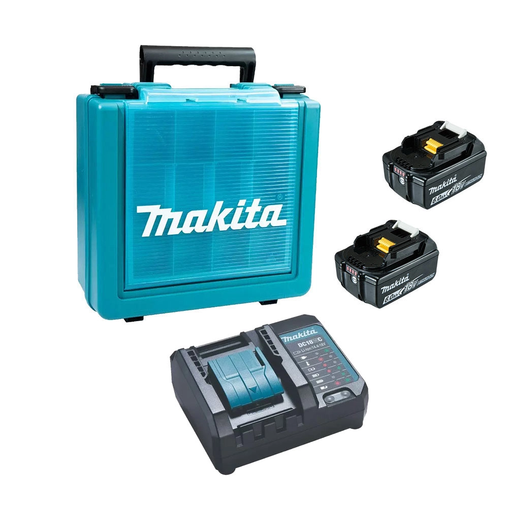 Kit Carregador Bivolt + 2 BateriaS 18V 6AH + Maleta DC18WC+BL1860B Makita Kit Carregador Bivolt + 2 BateriaS 18V 6AH + Maleta DC18WC+BL1860B Makita